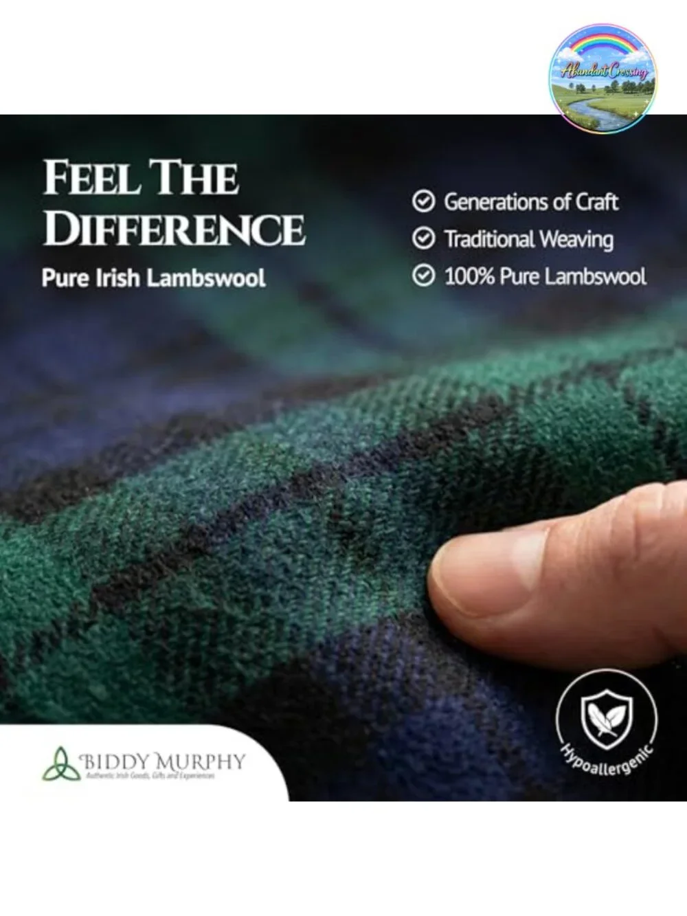 100% Irish Lambswool Scarf - Celtic Tartan Winter Neck Warmer